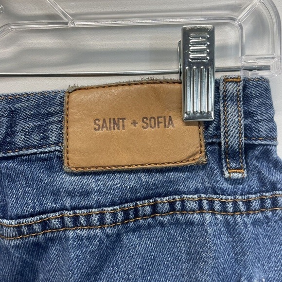 Saint & Sofia Jeans Size 26 Wide Straight Leg Hight Waist Denim Blue Medium Wash - Picture 4 of 9